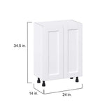 J COLLECTION Mancos Bright White Shaker Assembled Shallow Base Kitchen Cabinet with 2-Doors (24 in. W x 34.5 in. H x 14 in. D)