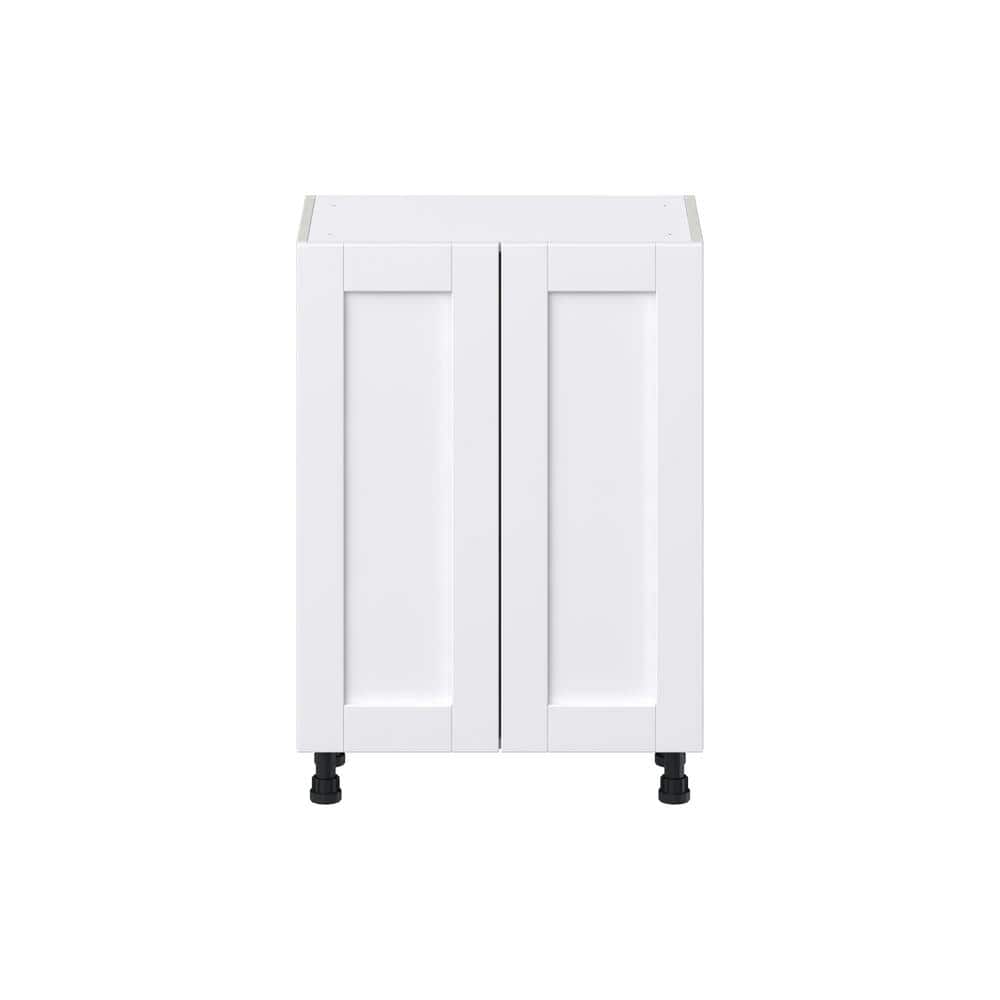 J COLLECTION Mancos Bright White Shaker Assembled Shallow Base Kitchen Cabinet with 2-Doors (24 in. W x 34.5 in. H x 14 in. D)