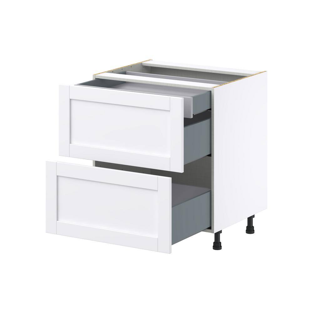 J COLLECTION Mancos Bright White Shaker Assembled Base Kitchen Cabinet with Drawer and 1 Inner Drawer 30 in.W x 34.5 in.H x 24 in.D