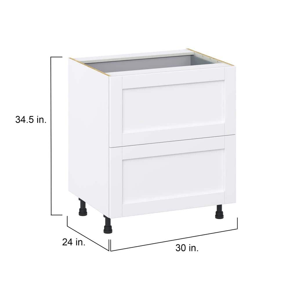 J COLLECTION Mancos Bright White Shaker Assembled Base Kitchen Cabinet with Drawer and 1 Inner Drawer 30 in.W x 34.5 in.H x 24 in.D