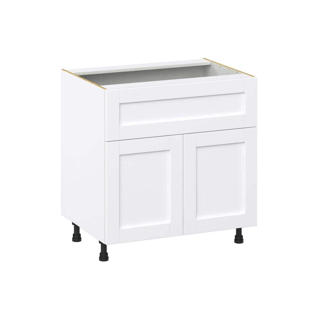 J COLLECTION Mancos Bright White Shaker Assembled Base Kitchen Cabinet with 10 in. Drawer (33 in. W X 34.5 in. H X 24 in. D)