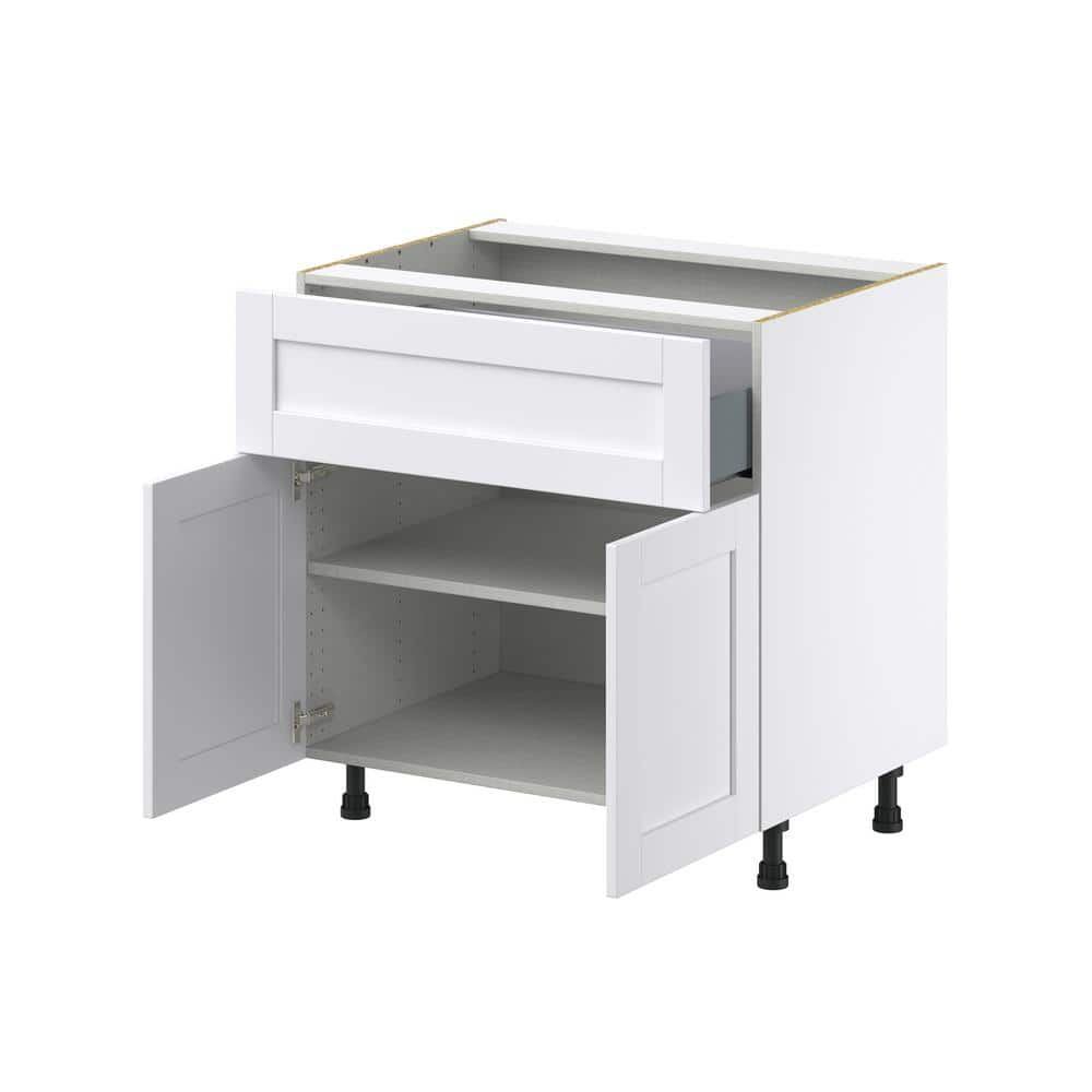 J COLLECTION Mancos Bright White Shaker Assembled Base Kitchen Cabinet with 10 in. Drawer (33 in. W X 34.5 in. H X 24 in. D)