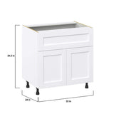 J COLLECTION Mancos Bright White Shaker Assembled Base Kitchen Cabinet with 10 in. Drawer (33 in. W X 34.5 in. H X 24 in. D)
