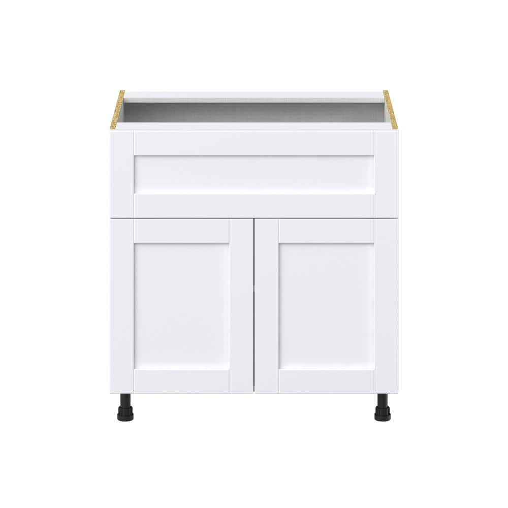 J COLLECTION Mancos Bright White Shaker Assembled Base Kitchen Cabinet with 10 in. Drawer (33 in. W X 34.5 in. H X 24 in. D)
