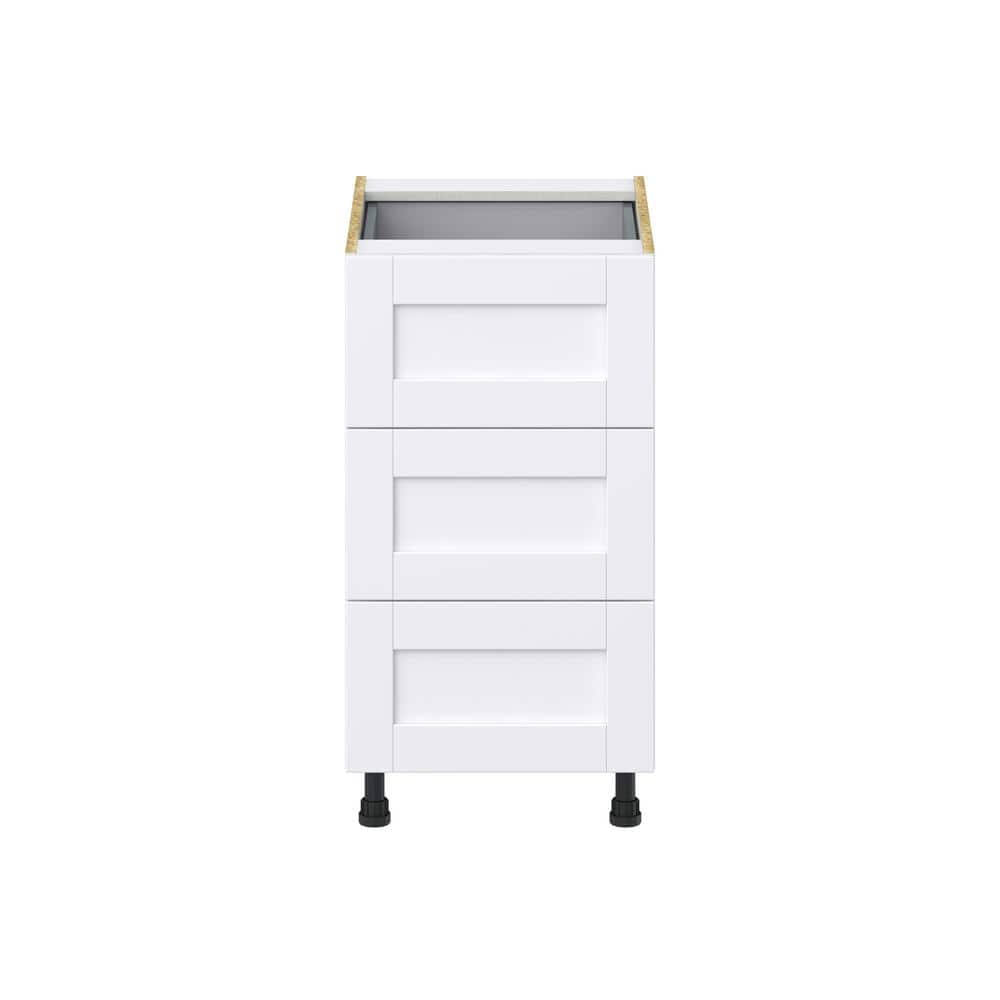 J COLLECTION Mancos Bright White Shaker Assembled Base Kitchen Cabinet with Drawers (18 in. W x 34.5 in. H x 24 in. D)