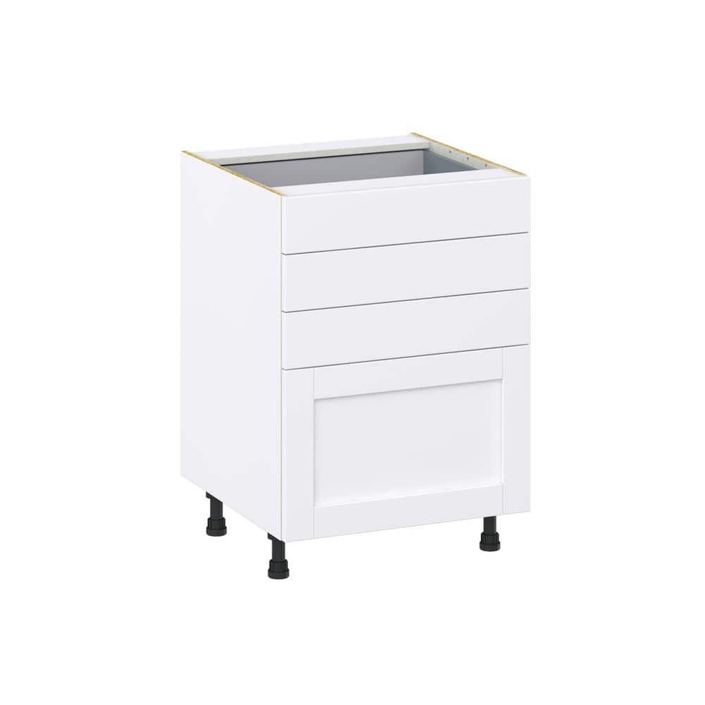 J COLLECTION Mancos Bright White Shaker Assembled Base Kitchen Cabinet with 4-Drawers (24 in. W x 34.5 in. H x 24 in. D)