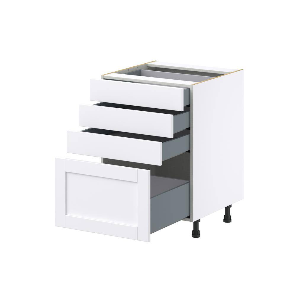 J COLLECTION Mancos Bright White Shaker Assembled Base Kitchen Cabinet with 4-Drawers (24 in. W x 34.5 in. H x 24 in. D)