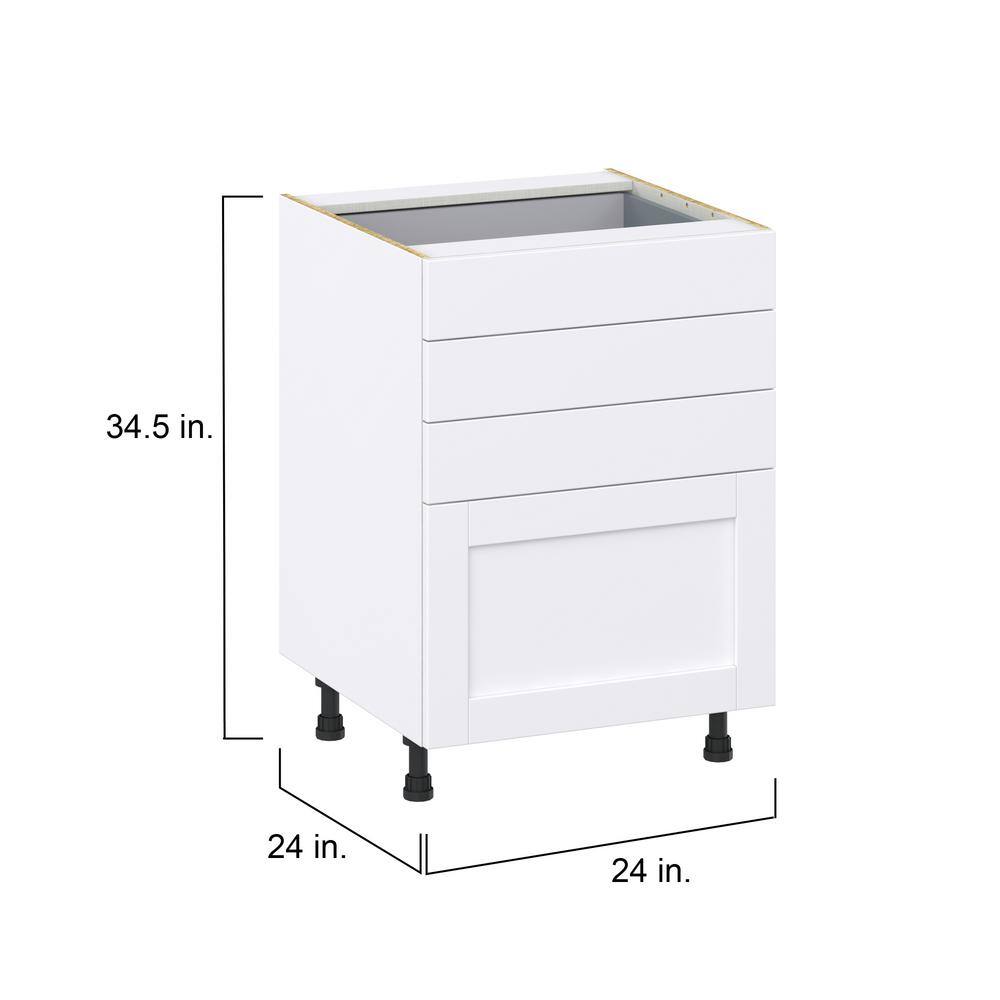 J COLLECTION Mancos Bright White Shaker Assembled Base Kitchen Cabinet with 4-Drawers (24 in. W x 34.5 in. H x 24 in. D)