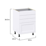 J COLLECTION Mancos Bright White Shaker Assembled Base Kitchen Cabinet with 4-Drawers (24 in. W x 34.5 in. H x 24 in. D)