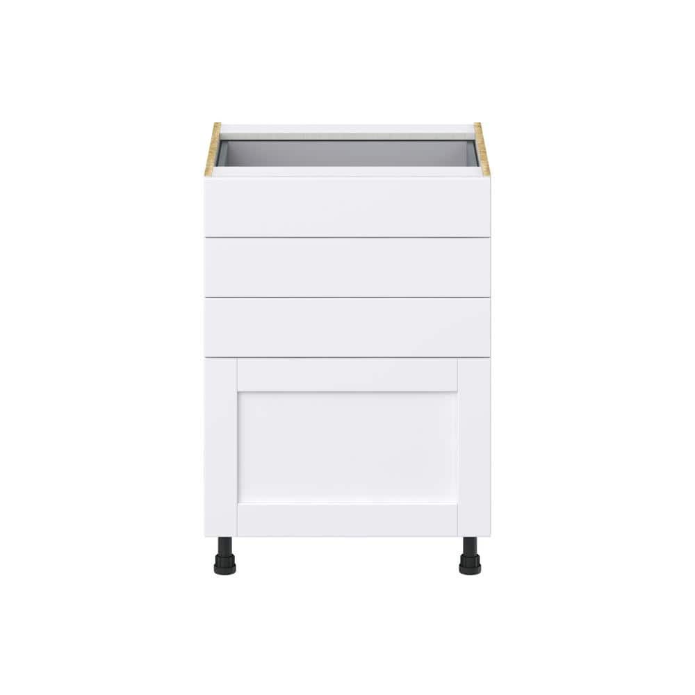 J COLLECTION Mancos Bright White Shaker Assembled Base Kitchen Cabinet with 4-Drawers (24 in. W x 34.5 in. H x 24 in. D)