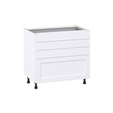 J COLLECTION Mancos Bright White Shaker Assembled Base Kitchen Cabinet with 4 Drawers (36 in. W x 34.5 in. H x 24 in. D)