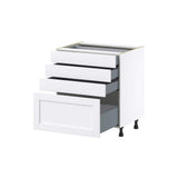 J COLLECTION Mancos Bright White Shaker Assembled Base Kitchen Cabinet with 4 Drawers (36 in. W x 34.5 in. H x 24 in. D)