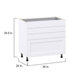 J COLLECTION Mancos Bright White Shaker Assembled Base Kitchen Cabinet with 4 Drawers (36 in. W x 34.5 in. H x 24 in. D)