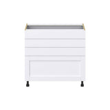 J COLLECTION Mancos Bright White Shaker Assembled Base Kitchen Cabinet with 4 Drawers (36 in. W x 34.5 in. H x 24 in. D)
