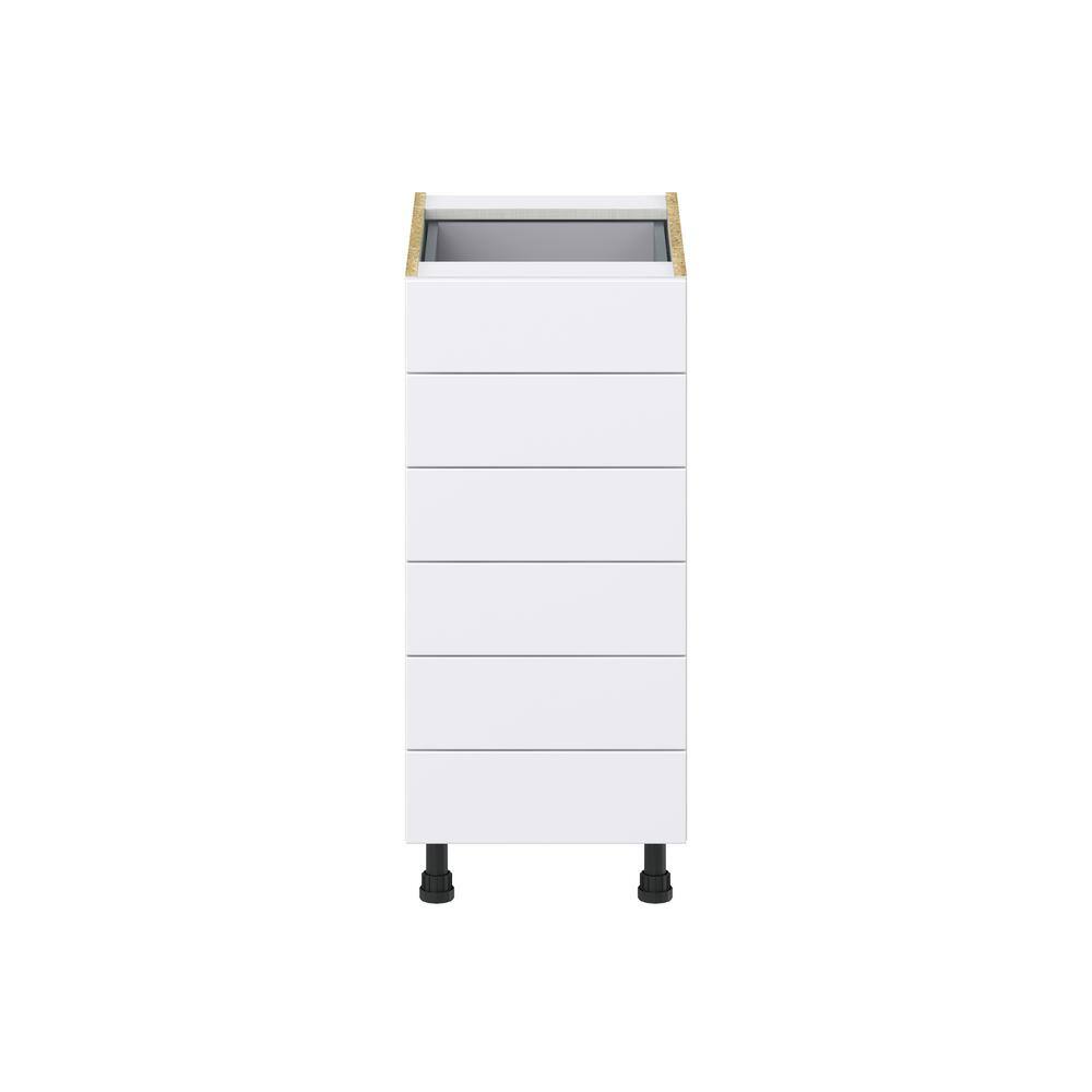 J COLLECTION Mancos Bright White Shaker Assembled Base Kitchen Cabinet with 6 Drawers (15 in. W x 34.5 in. H x 24 in. D)