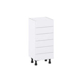 J COLLECTION Mancos Bright White Shaker Assembled Shallow Base Cabinet with 6 Drawer (15 in. W x 34.5 in. H x 14 in. D)