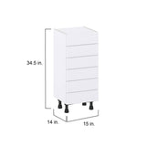 J COLLECTION Mancos Bright White Shaker Assembled Shallow Base Cabinet with 6 Drawer (15 in. W x 34.5 in. H x 14 in. D)