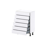 J COLLECTION Mancos Bright White Shaker Assembled Shallow Base Kitchen Cabinet with 6-Drawers (24 in. W x 34.5 in. H x 14 in. D)
