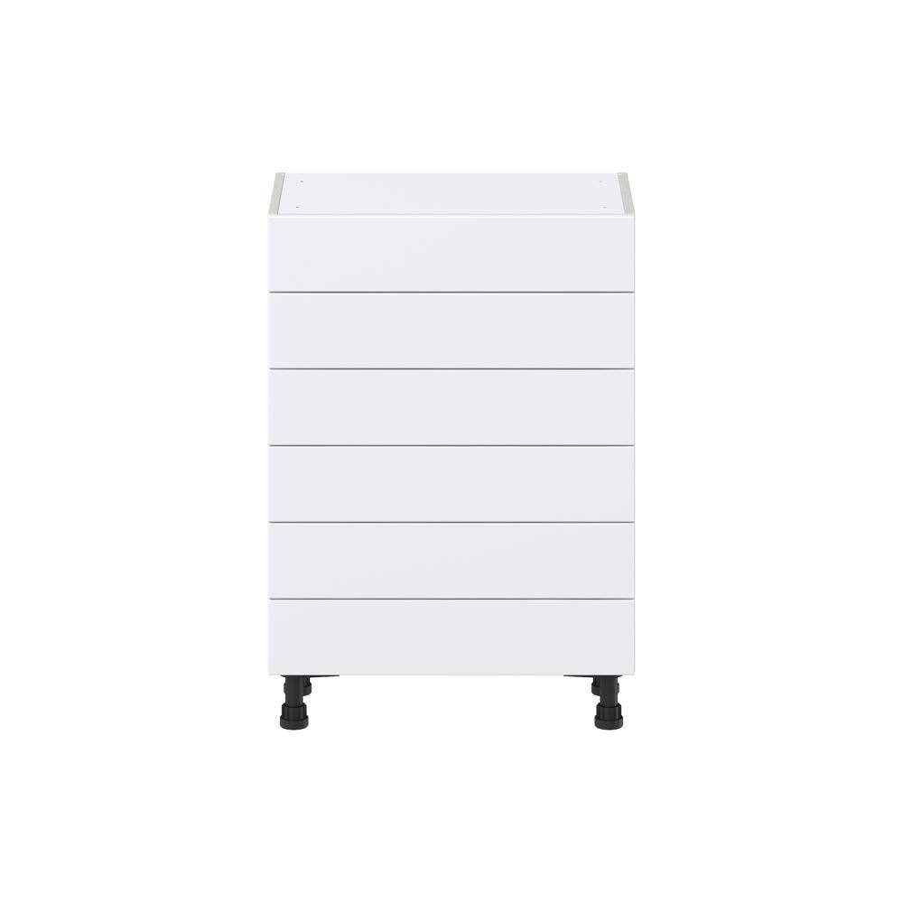 J COLLECTION Mancos Bright White Shaker Assembled Shallow Base Kitchen Cabinet with 6-Drawers (24 in. W x 34.5 in. H x 14 in. D)