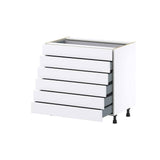 J COLLECTION Mancos Bright White Shaker Assembled Base Kitchen Cabinet with 6 Drawers (36 in. W x 34.5 in. H x 24 in. D)