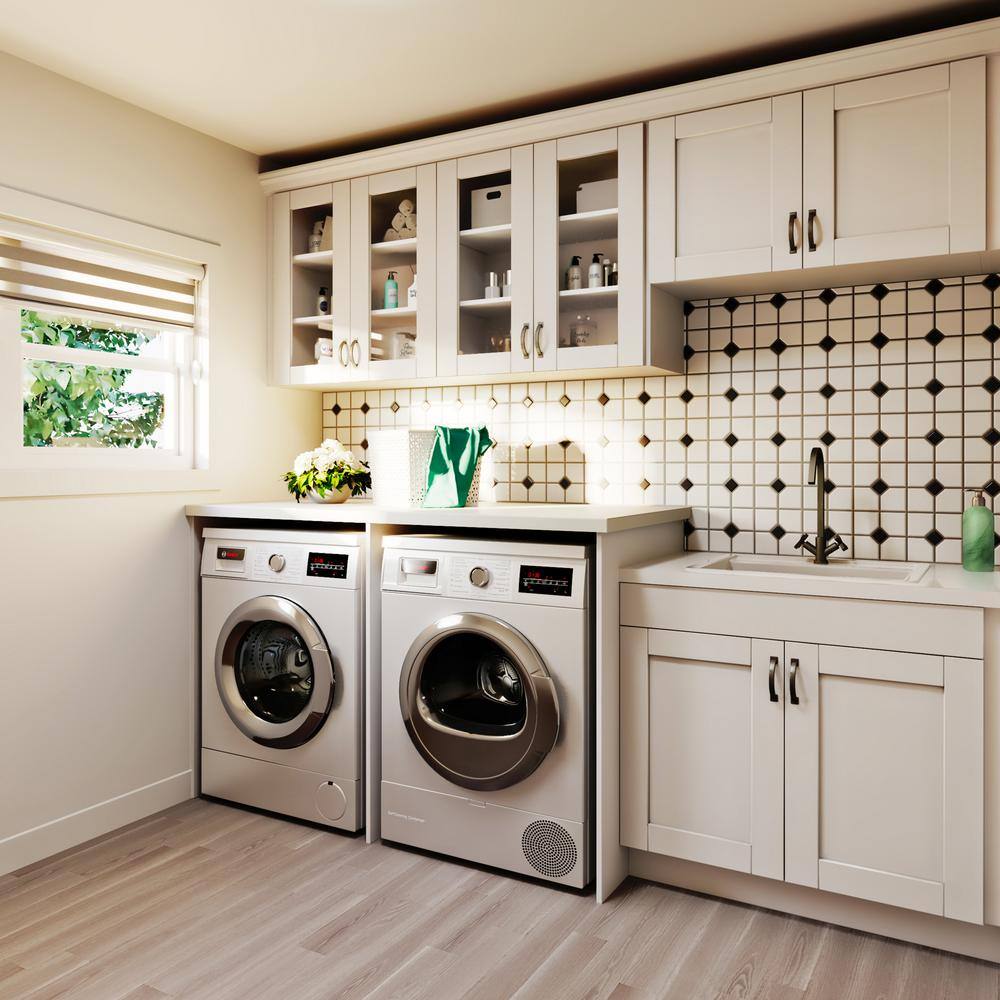 J COLLECTION Mancos Bright White Shaker Assembled Apron Front Sink Base Kitchen Cabinet (30 in. W x 24.5 in. H x 24 in. D)