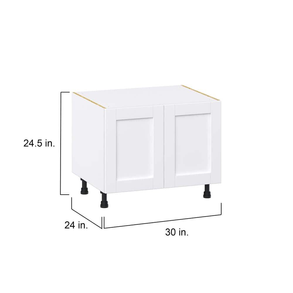 J COLLECTION Mancos Bright White Shaker Assembled Apron Front Sink Base Kitchen Cabinet (30 in. W x 24.5 in. H x 24 in. D)