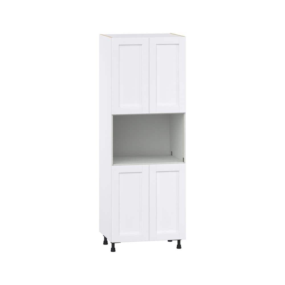 J COLLECTION Mancos Bright White Shaker Assembled Pantry Micro/Oven Kitchen Cabinet (30 in. W x 84.5 in. H x 24 in. D)