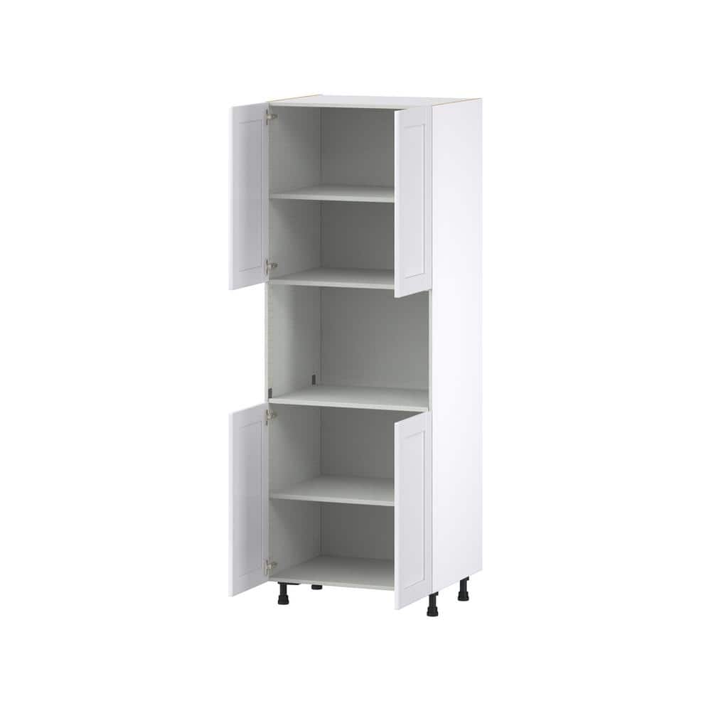J COLLECTION Mancos Bright White Shaker Assembled Pantry Micro/Oven Kitchen Cabinet (30 in. W x 84.5 in. H x 24 in. D)