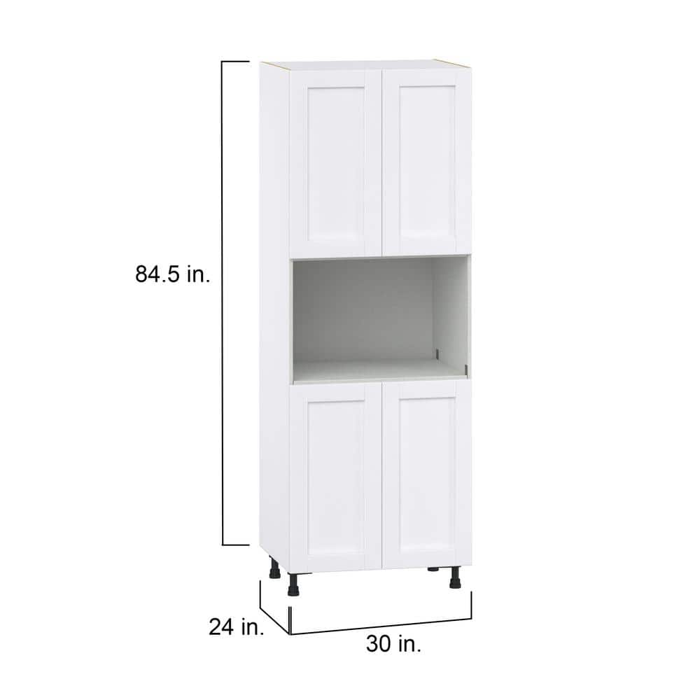 J COLLECTION Mancos Bright White Shaker Assembled Pantry Micro/Oven Kitchen Cabinet (30 in. W x 84.5 in. H x 24 in. D)