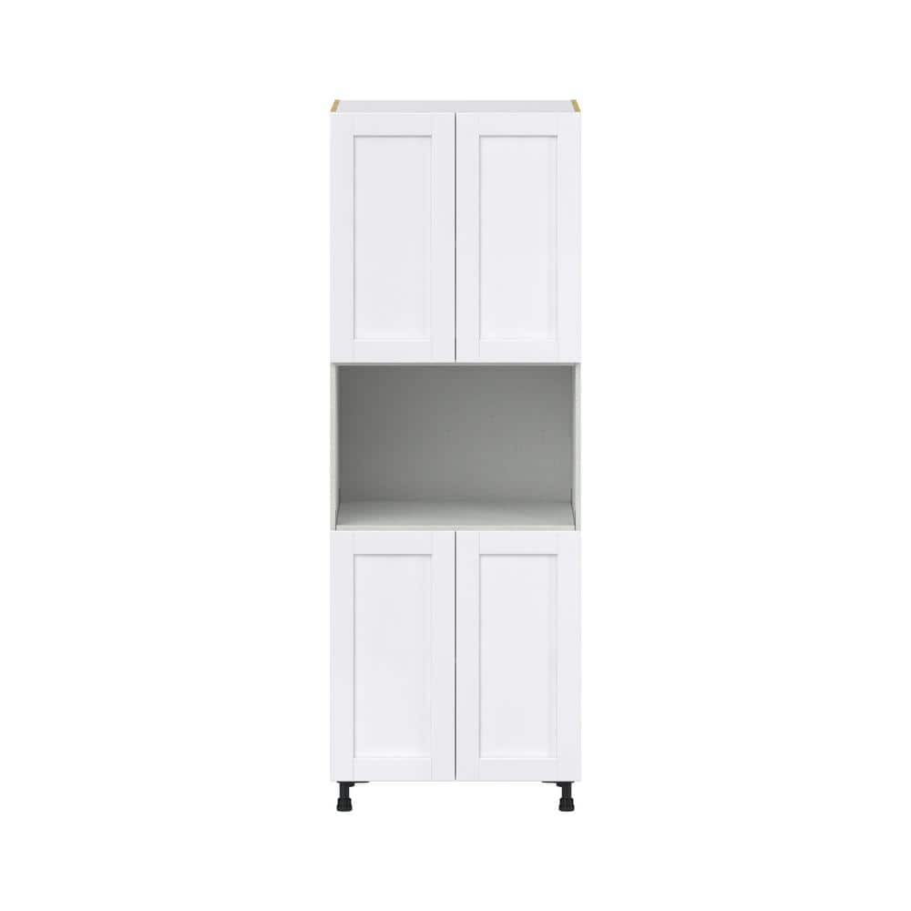 J COLLECTION Mancos Bright White Shaker Assembled Pantry Micro/Oven Kitchen Cabinet (30 in. W x 84.5 in. H x 24 in. D)