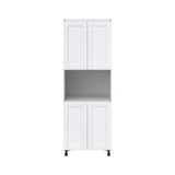 J COLLECTION Mancos Bright White Shaker Assembled Pantry Micro/Oven Kitchen Cabinet (30 in. W x 84.5 in. H x 24 in. D)