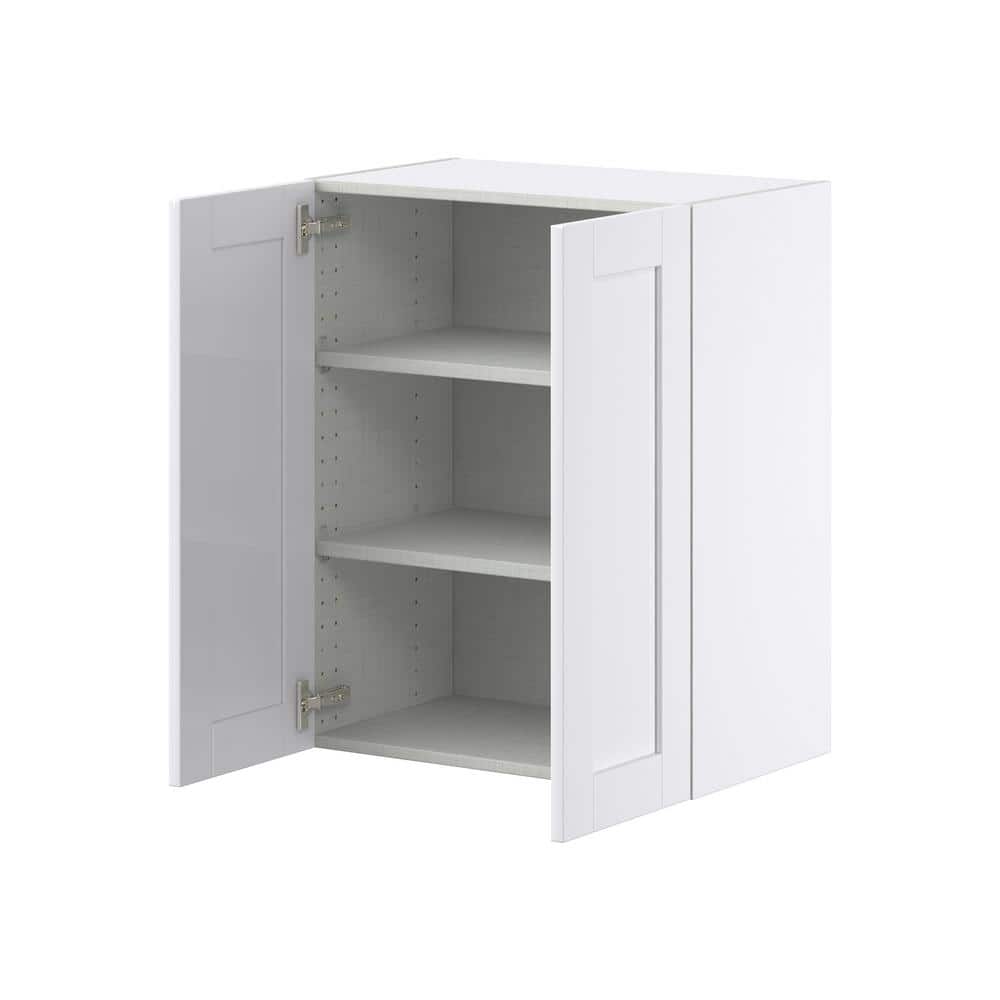 J COLLECTION Mancos Bright White Shaker Assembled Wall Kitchen Cabinet (24 in. W x 30 in. H x 14 in. D)