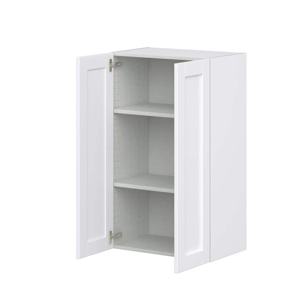 J COLLECTION Mancos 24 in. W x 40 in. H x 14 in. D Bright White Shaker Assembled Wall Kitchen Cabinet