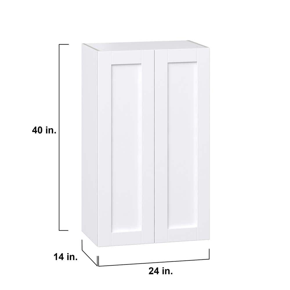J COLLECTION Mancos 24 in. W x 40 in. H x 14 in. D Bright White Shaker Assembled Wall Kitchen Cabinet