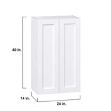 J COLLECTION Mancos 24 in. W x 40 in. H x 14 in. D Bright White Shaker Assembled Wall Kitchen Cabinet