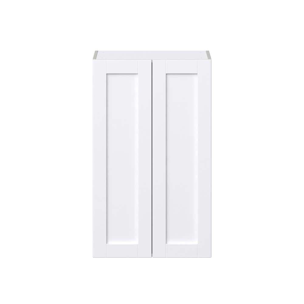 J COLLECTION Mancos 24 in. W x 40 in. H x 14 in. D Bright White Shaker Assembled Wall Kitchen Cabinet