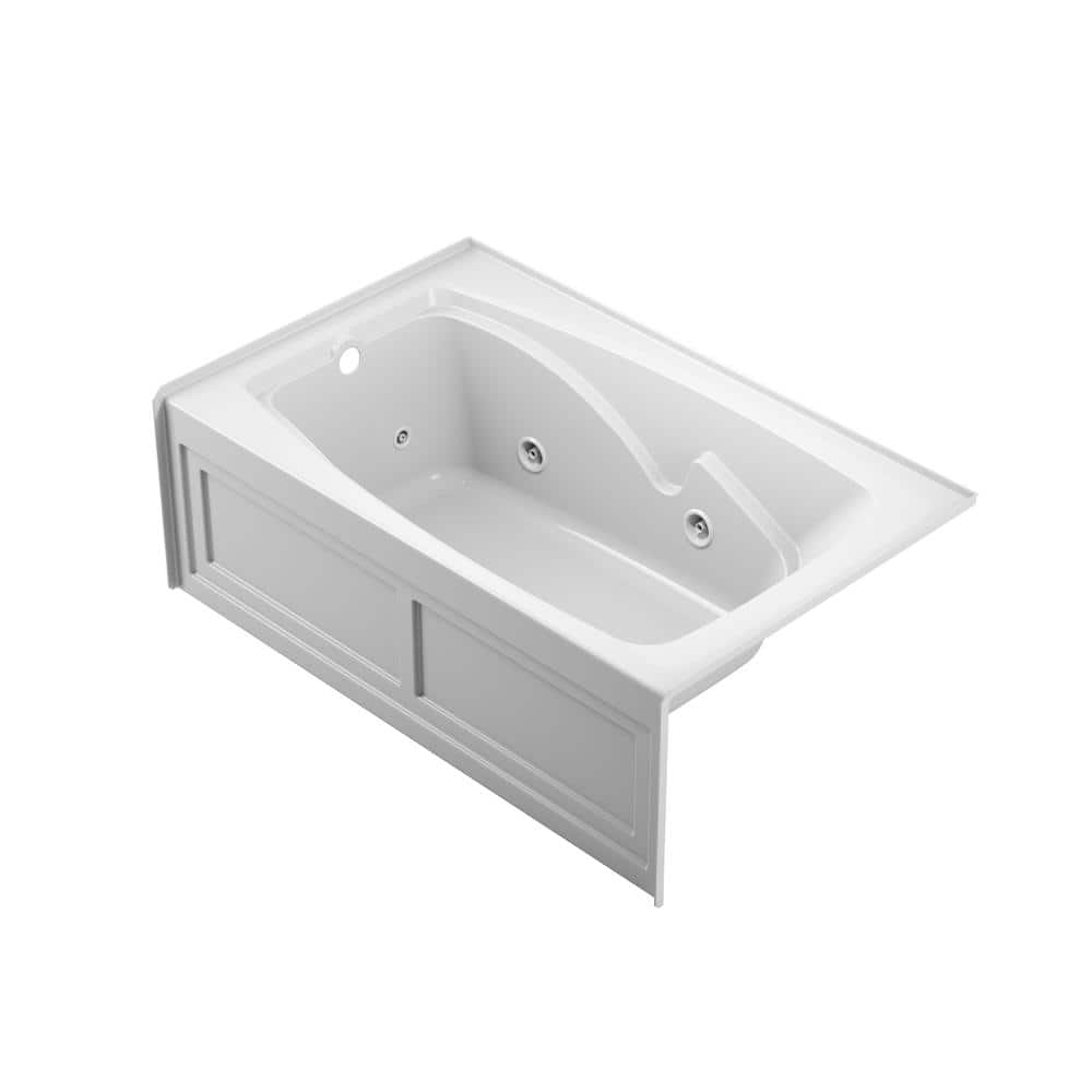 Jacuzzi CETRA 60 in. x 36 in. Acrylic Left-Drain Rectangular Alcove Whirlpool Bathtub in White