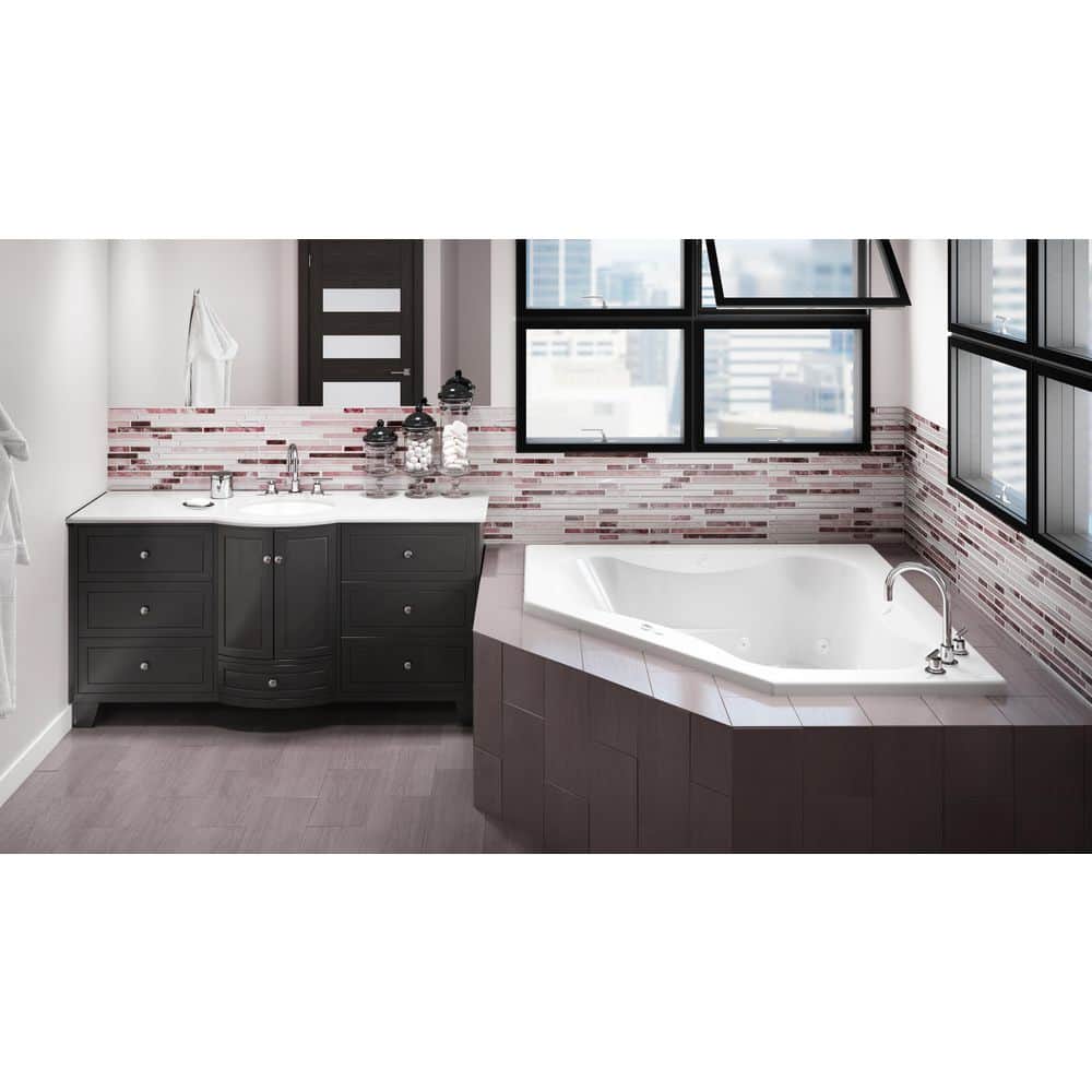 Jacuzzi Projecta 60 in. x 60 in. Acrylic Corner Drop-In Whirlpool Bathtub in White