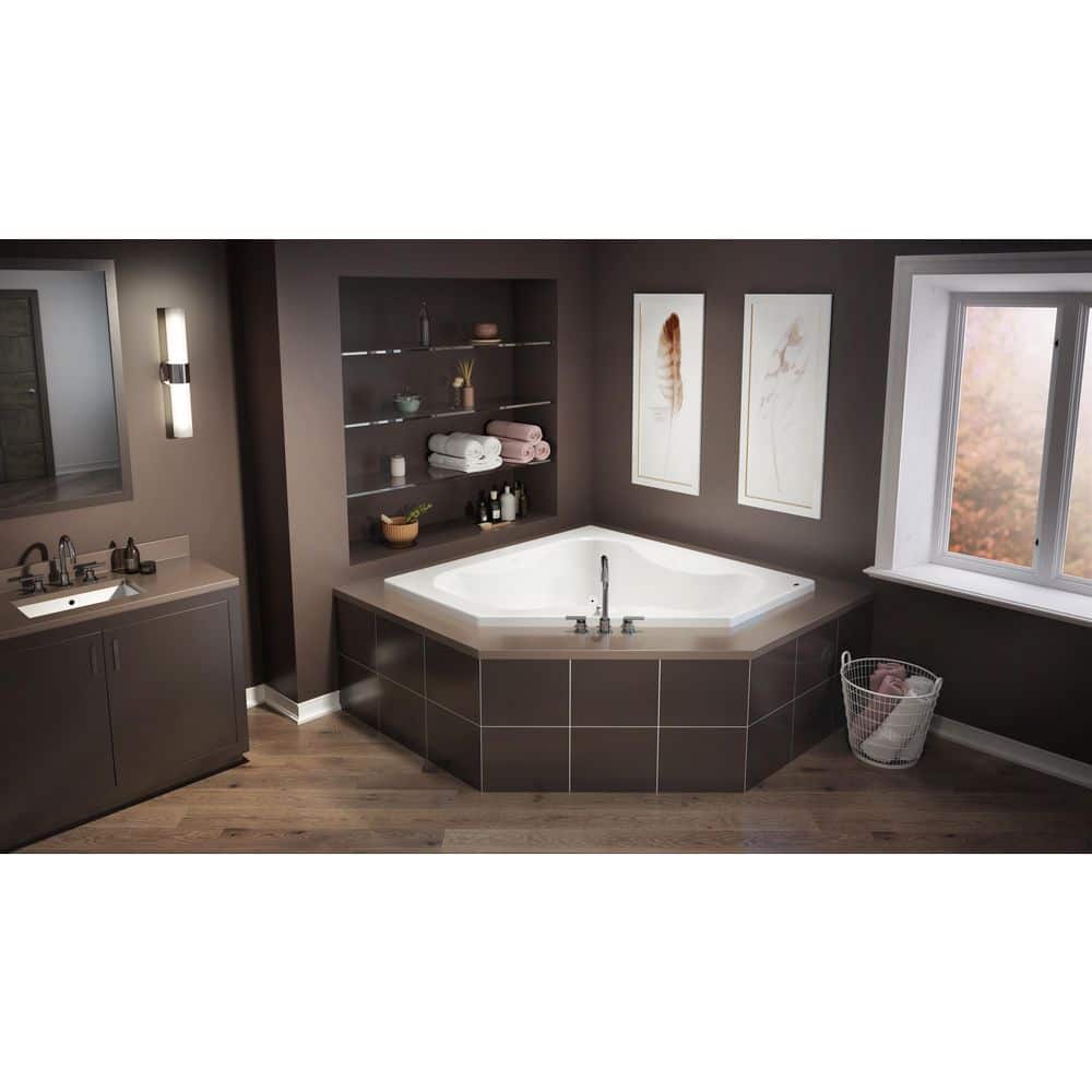 Jacuzzi Projecta 60 in. x 60 in. Acrylic Corner Drop-In Whirlpool Bathtub in White
