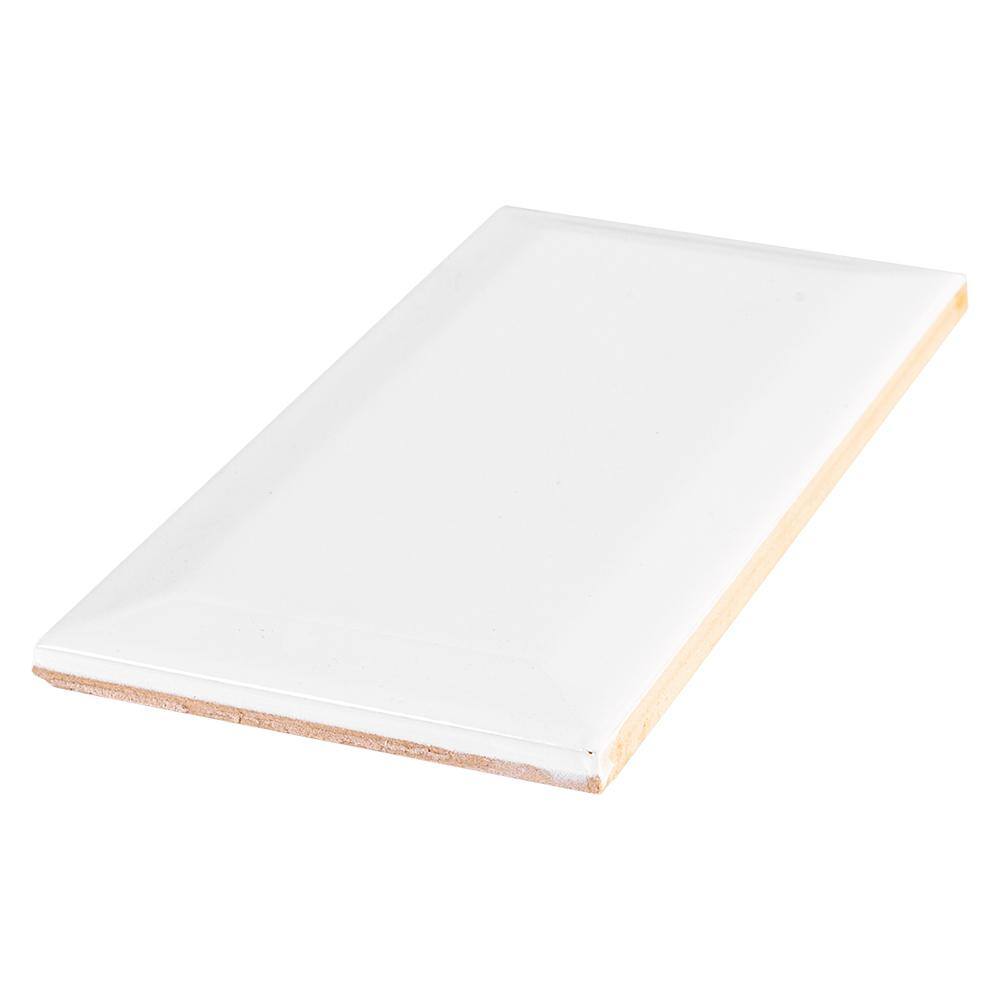 Jeffrey Court Allegro White Bevel 3 in. x 6 in. Glossy Ceramic Wall Tile (11 sq. ft. / Case)
