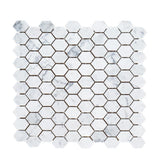 Jeffrey Court Carrara Constellation White 10.75 in. x 11.375 in. x 8 mm Hexagon Honed Marble Wall and Floor Mosaic Tile