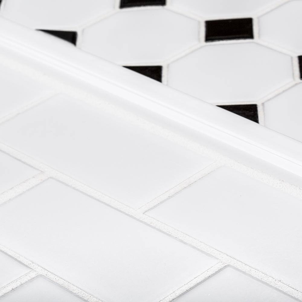 Jeffrey Court Classic 2 x 4 Brick White 11.625 in. x 11.625 in. x 6 mm Interlocking Glossy Porcelain Wall and Floor Mosaic Tile