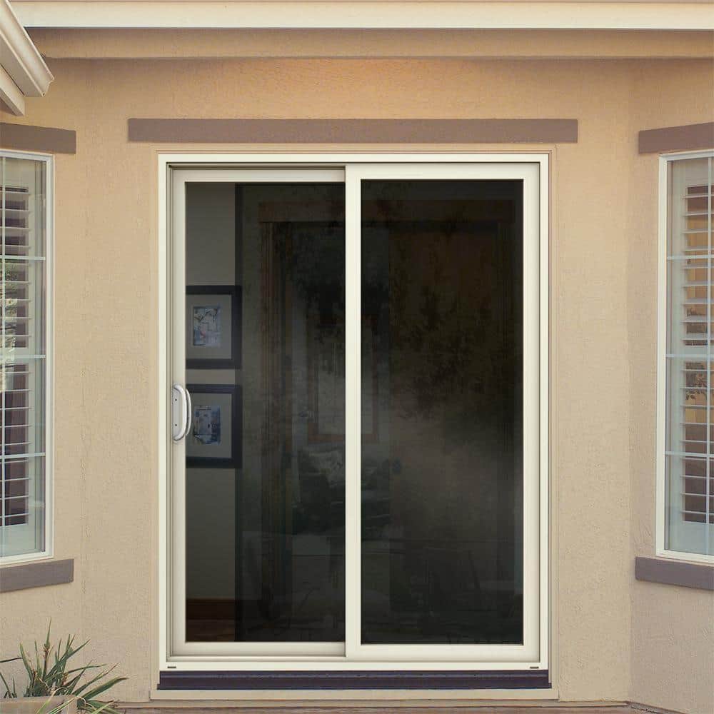 72 in. x 80 in. V-4500 White Vinyl Left-Hand Full Lite Sliding Patio Door