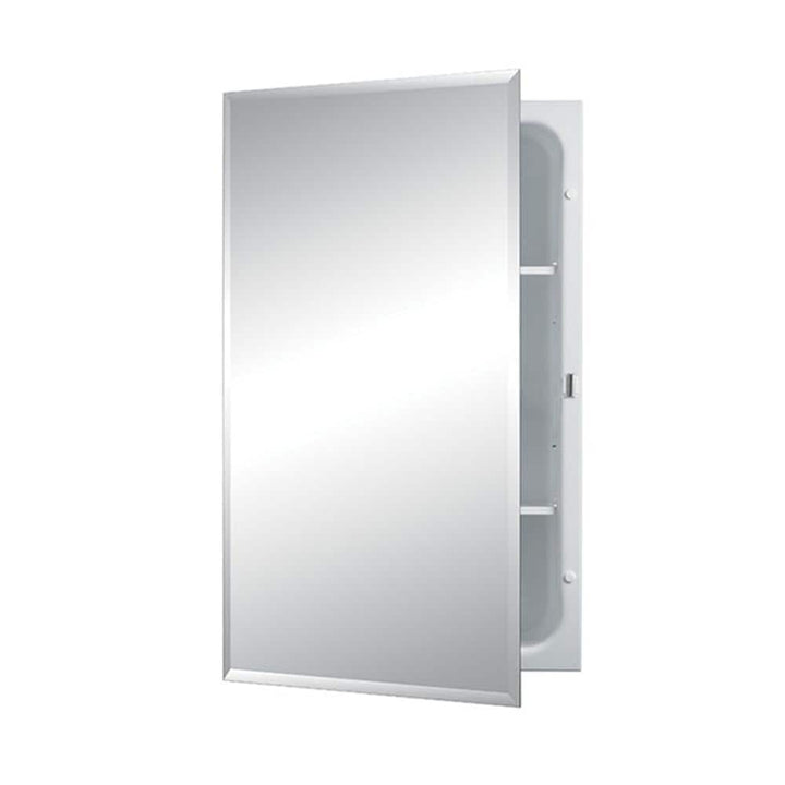 JENSEN Horizon 16 in. W x 26 in. H Medium Rectangular Steel Recessed Medicine Cabinet with Beveled Mirror in White