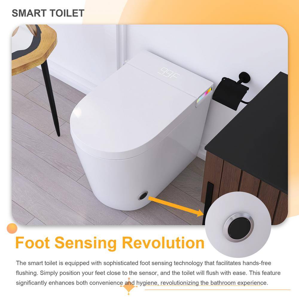 JimsMaison Elongated Smart Bidet Toilet 1.19 GPF with Foot Sensing and Auto Flushing