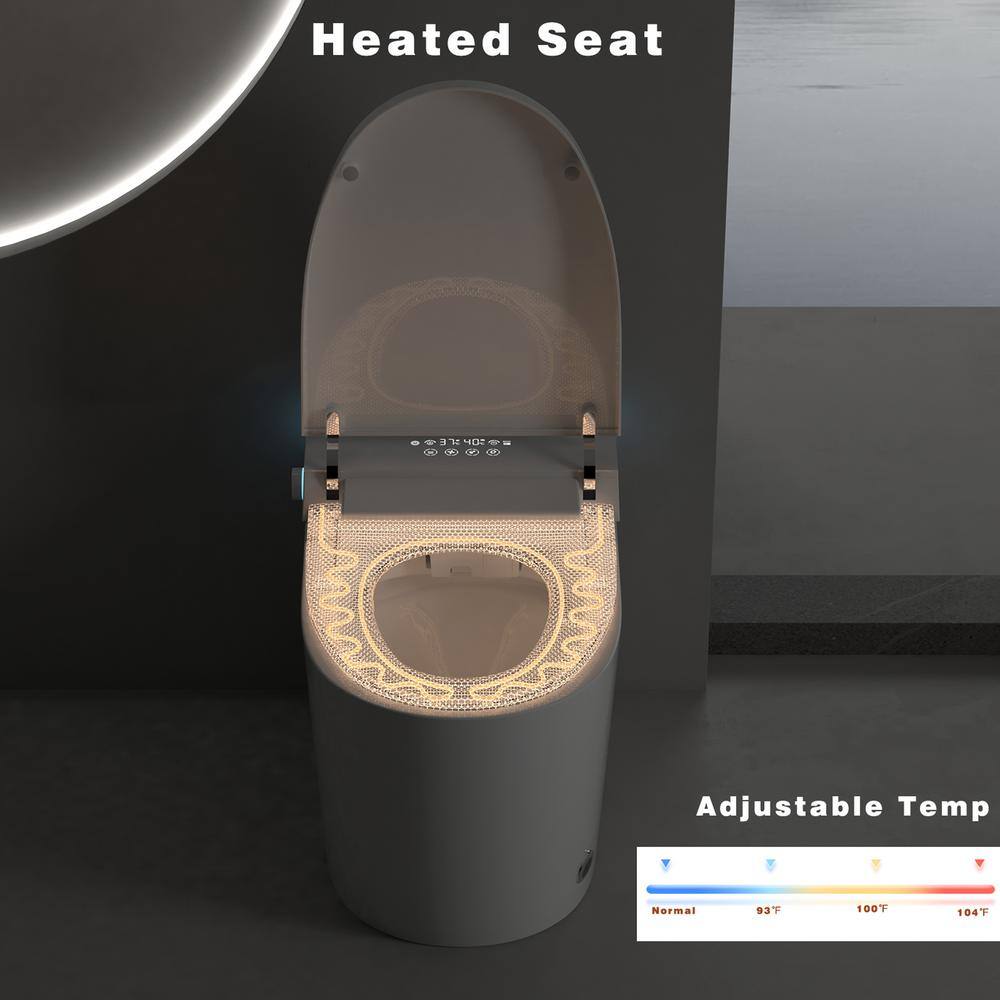 JimsMaison Elongated Bidet Toilet 1.28 GPF with Auto Flush, Heated Seat in White