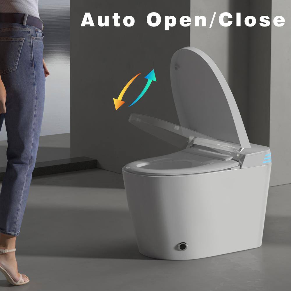 JimsMaison Elongated Bidet Toilet 1.28 GPF with Auto Flush, Heated Seat in White