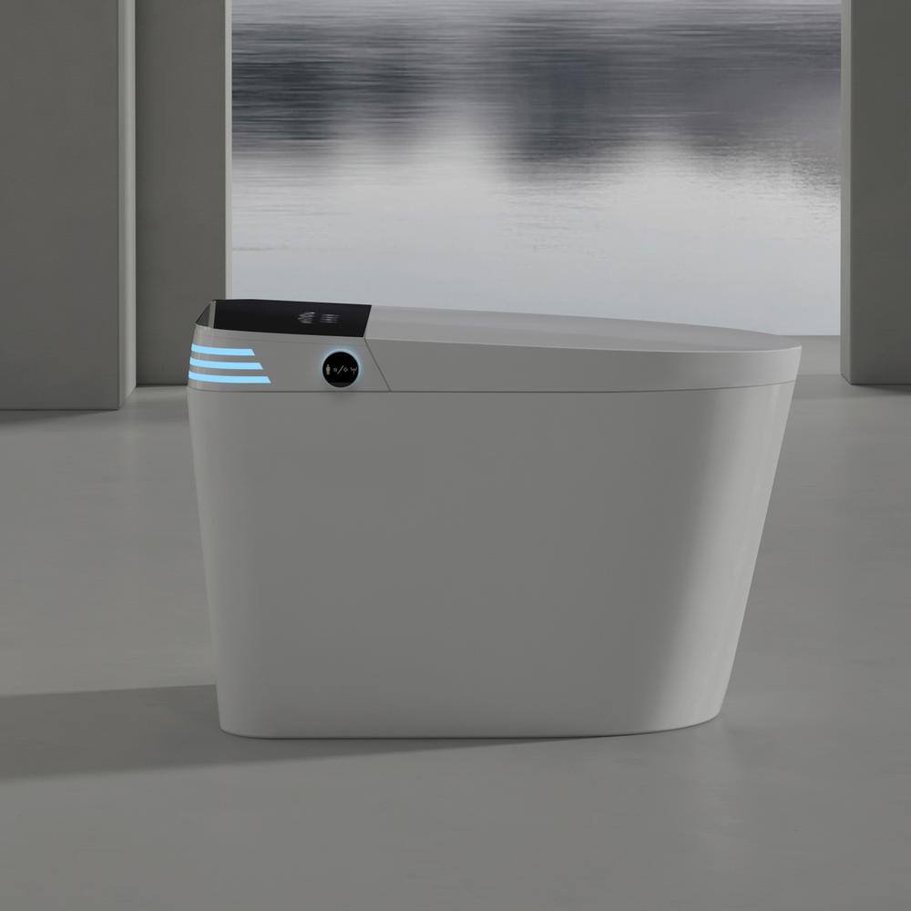 JimsMaison Elongated Bidet Toilet 1.28 GPF with Auto Flush, Heated Seat in White