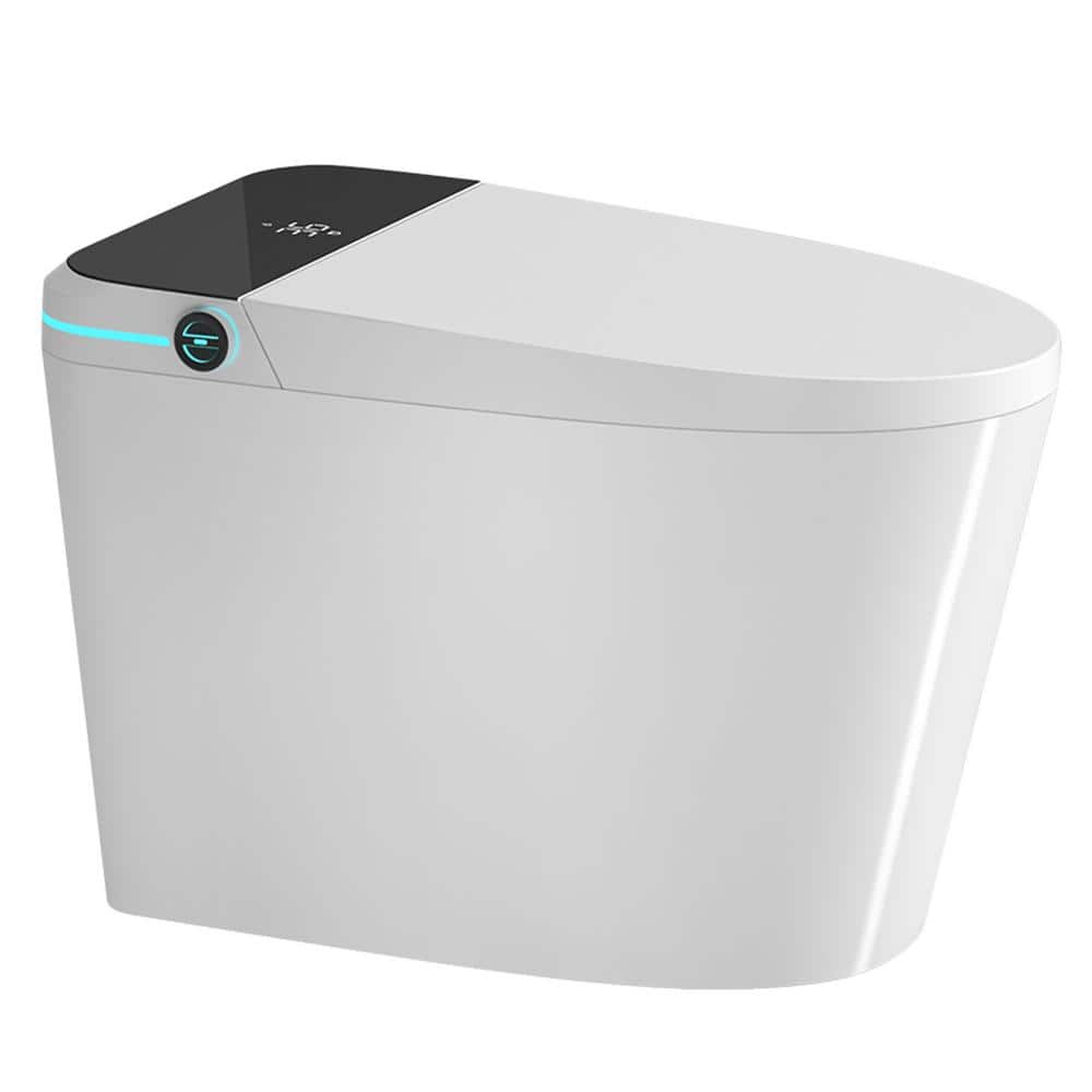 JimsMaison Elongated Bidet Toilet 1.28 GPF with LED Display & Warm Water in White