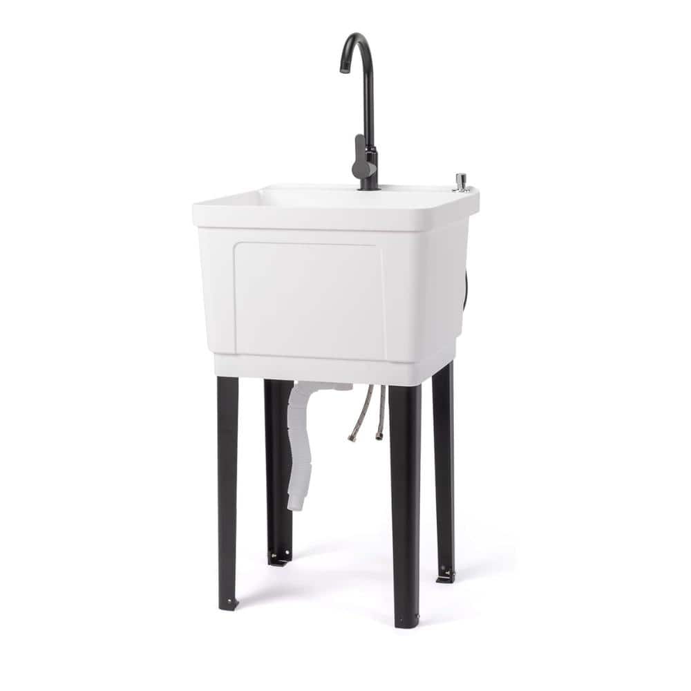 Karl home Freestanding Utility Sink with Faucet - 18.9 x 19.7 in, White